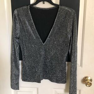 Black glittery long sleeve shirt